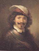 Govert flinck, A young Man with a eathered cap and a gorgert (mk33)